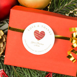 Pegatina Redonda El amor y las gracias del corazón rojo en apoyo de