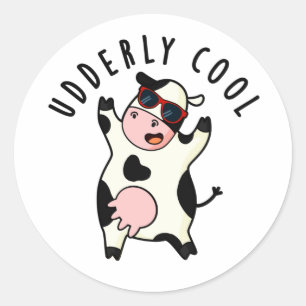 Pegatina Redonda El anciano Guay Funny Cow Pun