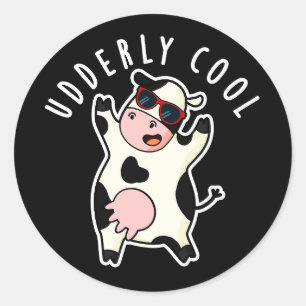 Pegatina Redonda El anciano Guay Funny Cow Pun Dark BG