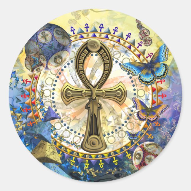 Pegatina Redonda El Ankh (Anverso)