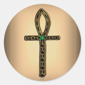 Pegatina Redonda El Ankh (oro)