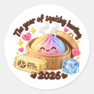 Pegatina Redonda ¡El año de la caza de Squishy 2026!