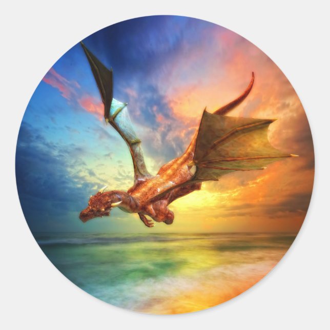 Pegatina Redonda El año del dragón (Anverso)