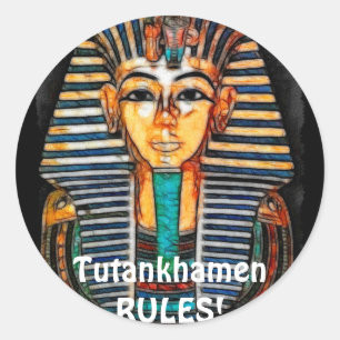 Pegatina Redonda El antiguo faraón egipcio Tutankhamen