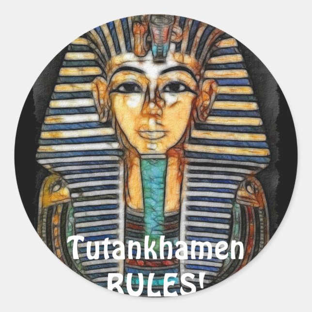 Pegatina Redonda El antiguo faraón egipcio Tutankhamen (Anverso)