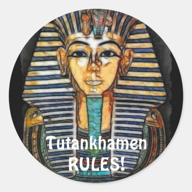 Pegatina Redonda El antiguo faraón egipcio Tutankhamen (Anverso)