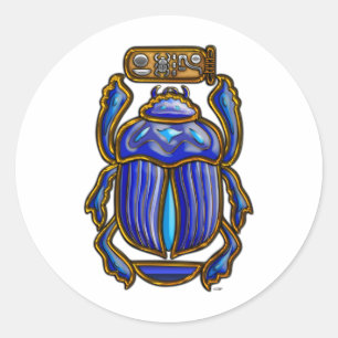 Pegatina Redonda El antiguo Scarab Egipcio