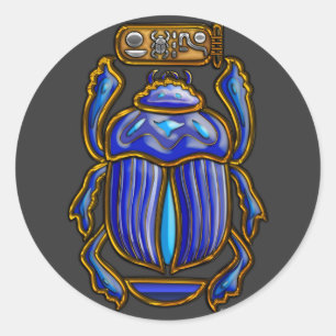 Pegatina Redonda El antiguo Scarab Egipcio
