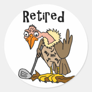 Pegatina Redonda El antiguo y gracioso Buzzard Jugando Personalizad