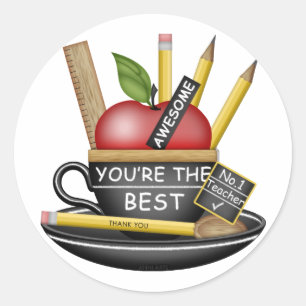 Pegatina Redonda El Apple Teacup del profesor