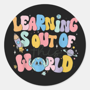 Pegatina Redonda El Aprendizaje Está Fuera De Este Maestro Mundial 