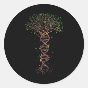 Pegatina Redonda El Árbol De Adn Genetic Funny Earth Day Planta A T