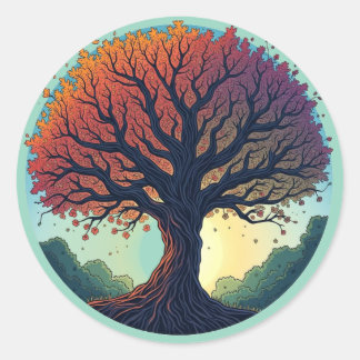 Pegatina Redonda El árbol de la vida