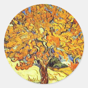 Pegatina Redonda El árbol de las moras, Vincent Van Gogh