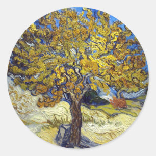Pegatina Redonda El árbol de morera, Vincent van Gogh. Vintage