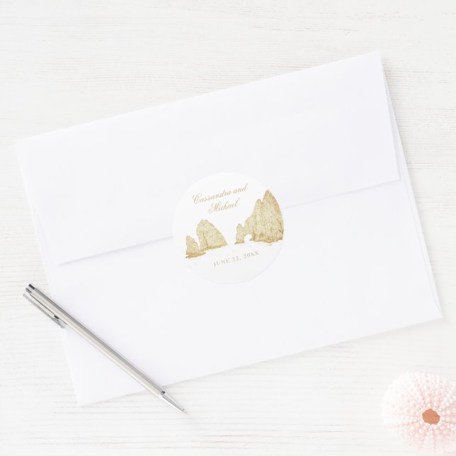 Pegatina Redonda El Arco |  Cabo San Lucas MEXICO Welcome (Sobre)