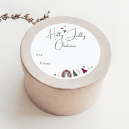 Pegatina Redonda El arcoiris de Boho y los corazones huelen a