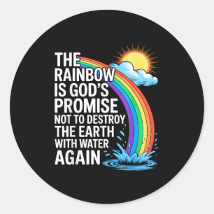 Pegatina Redonda El arcoiris es la promesa de Dios de la religión c