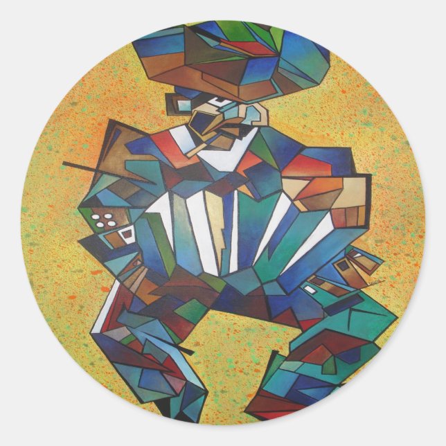 Pegatina Redonda El arte del cubismo acordeonista (Anverso)