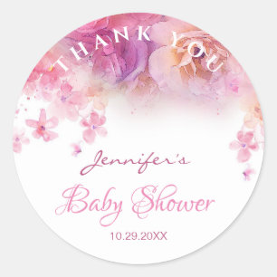 Pegatina Redonda El arte elegante de la acuarela de Baby Shower