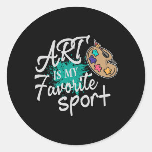 Pegatina Redonda El arte es mi salpicón verde deportivo favorito