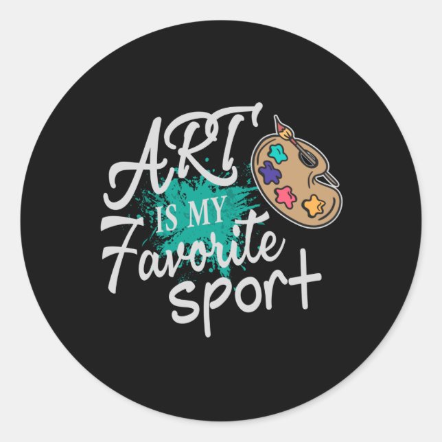 Pegatina Redonda El arte es mi salpicón verde deportivo favorito (Anverso)