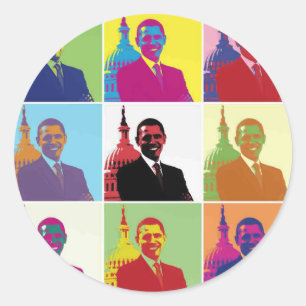 Pegatina Redonda El arte pop del presidente Obama