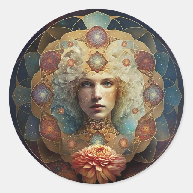 Pegatina Redonda El arte visionario de Mandala (Anverso)