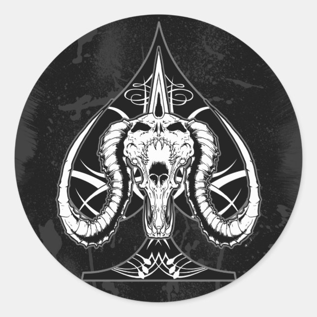 Pegatina Redonda El As de las espadas (Anverso)