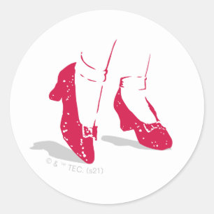 Pegatina Redonda El Asistente De Oz™   Patrón Ruby Slippers™