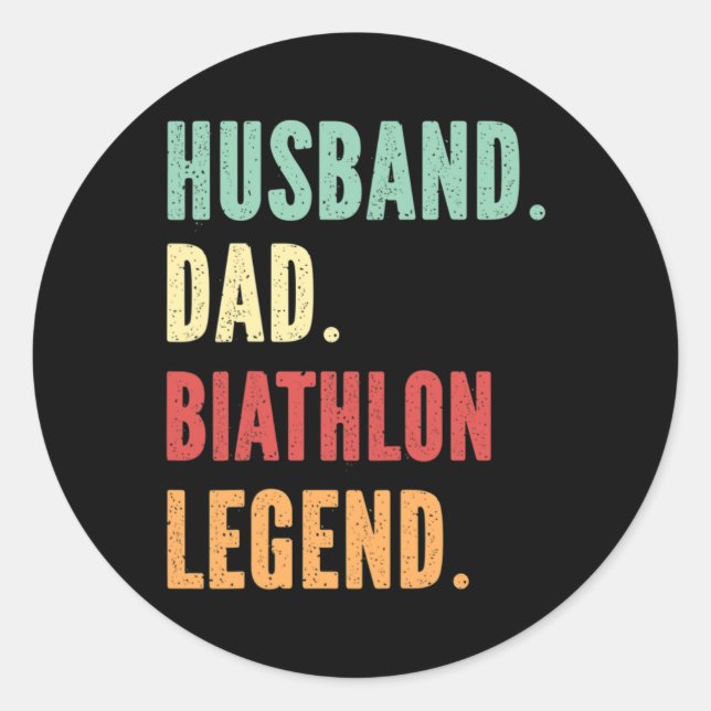 Pegatina Redonda El atleta de biatlón Padre Husbyn (Anverso)