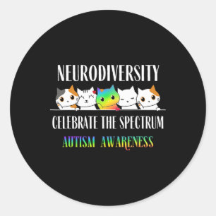 Pegatina Redonda El autismo abraza la neurodiversidad para celebrar