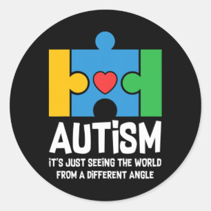 Pegatina Redonda El autismo acaba de ver al mundo desde un ángulo d