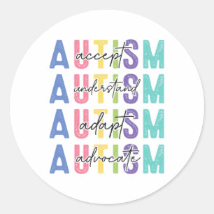 Pegatina Redonda El autismo acepta entender el amor