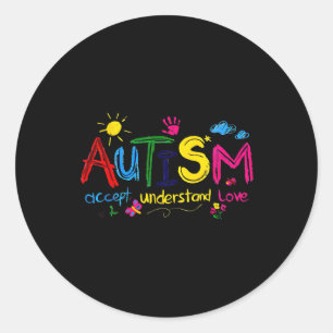 Pegatina Redonda El autismo acepta entender el amor la conciencia d