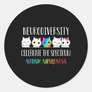 Pegatina Redonda El autismo adopta la neurodiversidad y celebra el