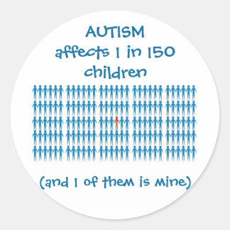 Pegatina Redonda El Autismo Afecta A 1 De Cada 150 Niños