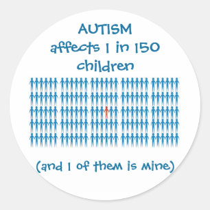 Pegatina Redonda El autismo afecta a 1 en cada 150 niños
