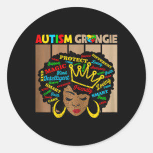 Pegatina Redonda El autismo afroamericano negro Grangie Awarene