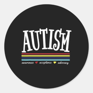 Pegatina Redonda El Autismo Azul Para El Mes De Conciencia Del Auti