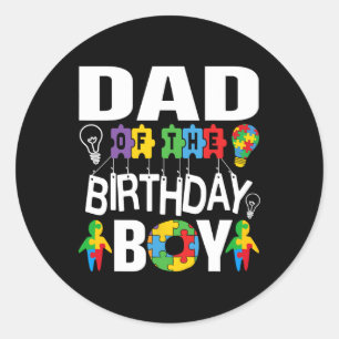 Pegatina Redonda El Autismo De Papá De Los Niños De Cumpleaños