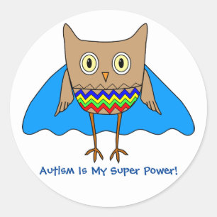 Pegatina Redonda El autismo del superhéroe del autismo colorea