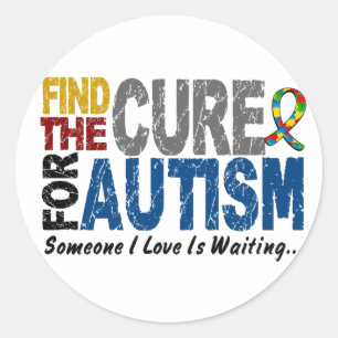 Pegatina Redonda El AUTISMO encuentra la curación 1