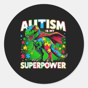 Pegatina Redonda El autismo es mi súper poder, la conciencia del au
