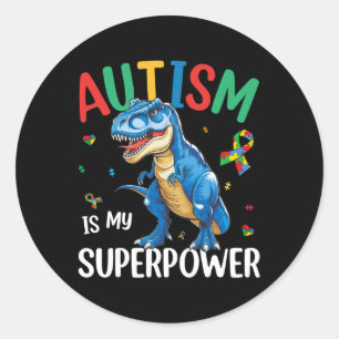 Pegatina Redonda El autismo es mi súper poder suceso de autismo de