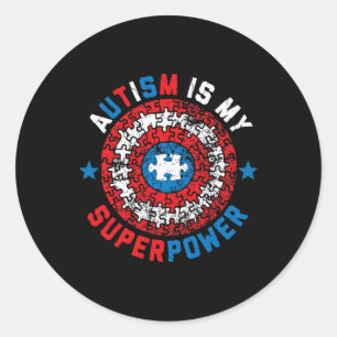 Pegatina Redonda El autismo es mi superpoder Conciencia del autismo