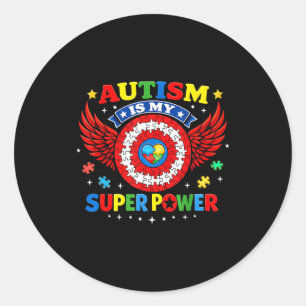 Pegatina Redonda El autismo es un superpoder conciencia del autismo