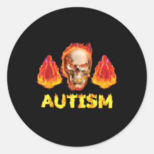 Pegatina Redonda El Autismo Flamante Skeleton Bowling Extrañamente 