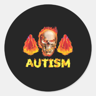 Pegatina Redonda El Autismo Flamante Skeleton Bowling Extrañamente 