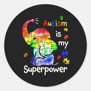 Pegatina Redonda El Autismo Infantil Es Mi Superpoder El Autismo De